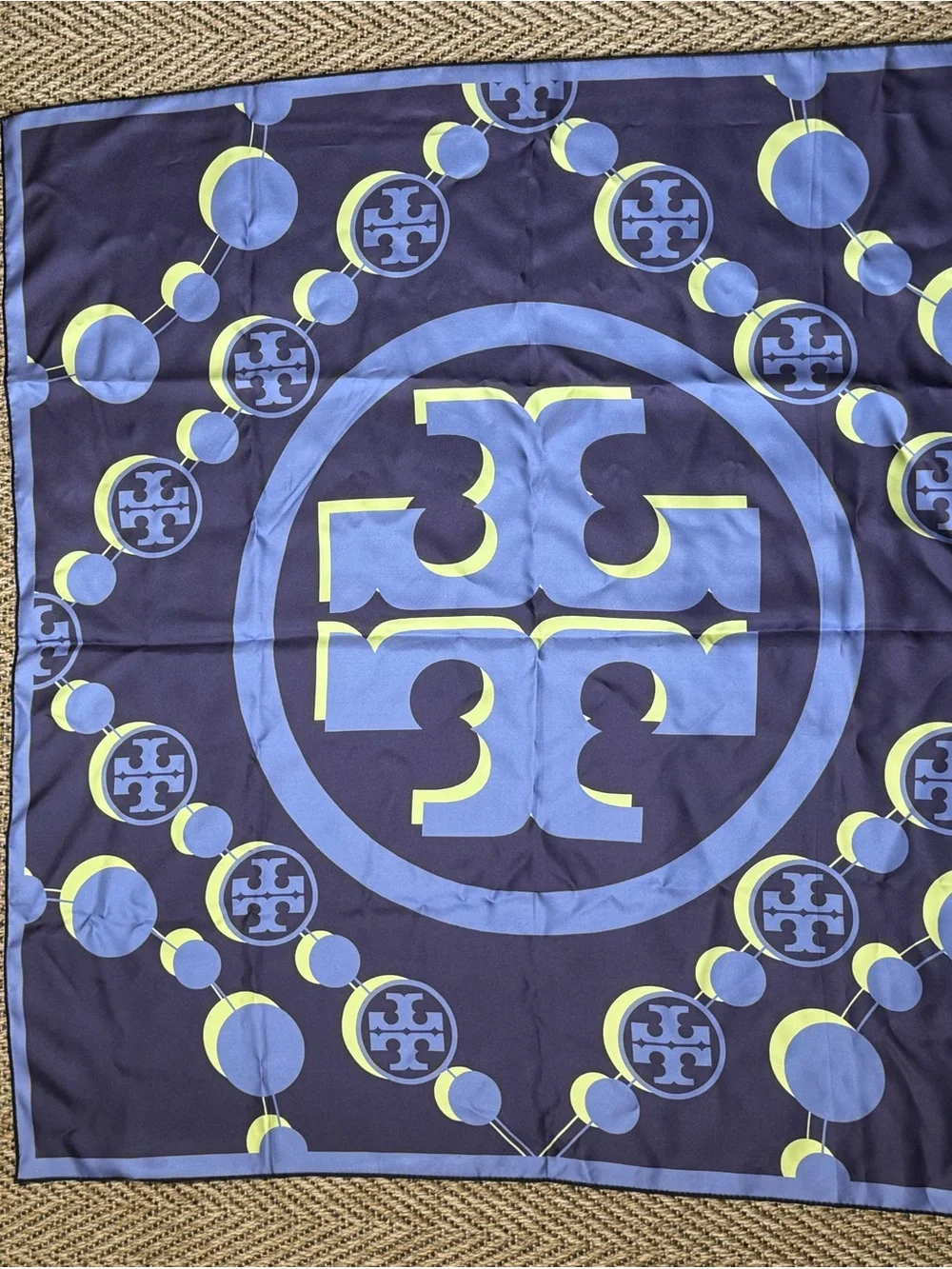 Tory Burch Cream & Black + Blue & Purple Scarf Box Included